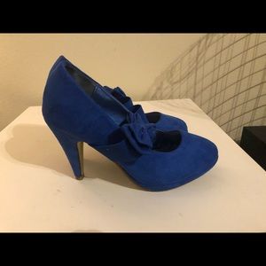 Blue suede heels